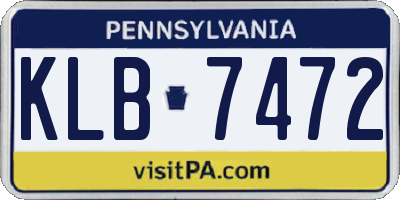 PA license plate KLB7472