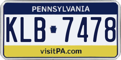 PA license plate KLB7478