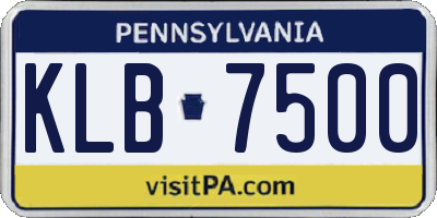 PA license plate KLB7500