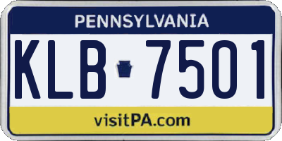 PA license plate KLB7501