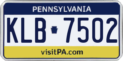 PA license plate KLB7502