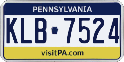 PA license plate KLB7524