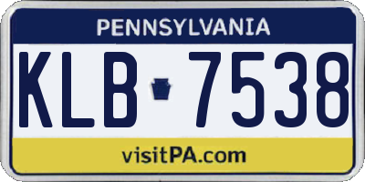 PA license plate KLB7538