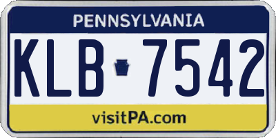 PA license plate KLB7542