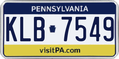 PA license plate KLB7549