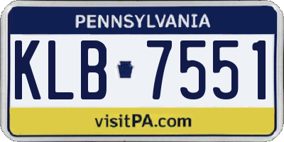 PA license plate KLB7551