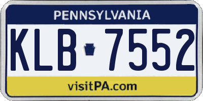 PA license plate KLB7552