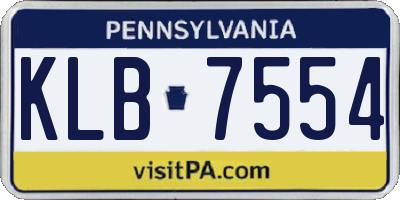 PA license plate KLB7554