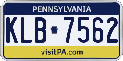PA license plate KLB7562