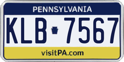 PA license plate KLB7567