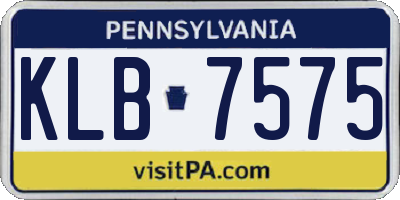 PA license plate KLB7575