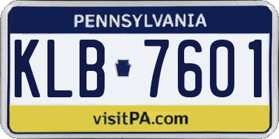 PA license plate KLB7601