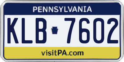 PA license plate KLB7602