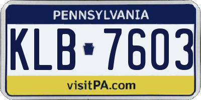 PA license plate KLB7603