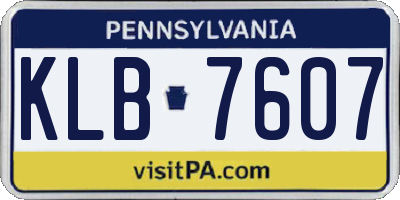 PA license plate KLB7607