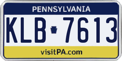 PA license plate KLB7613