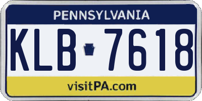 PA license plate KLB7618