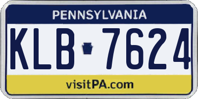 PA license plate KLB7624
