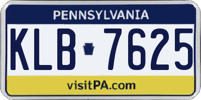 PA license plate KLB7625