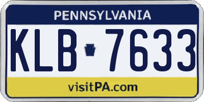PA license plate KLB7633