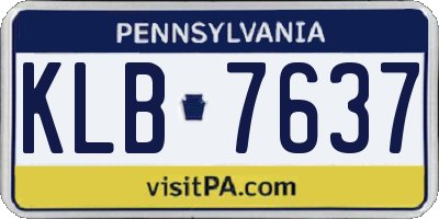 PA license plate KLB7637