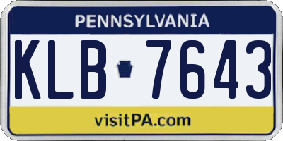 PA license plate KLB7643
