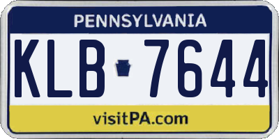 PA license plate KLB7644