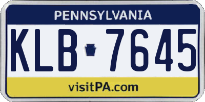 PA license plate KLB7645