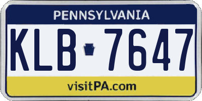 PA license plate KLB7647