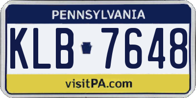 PA license plate KLB7648