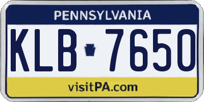 PA license plate KLB7650