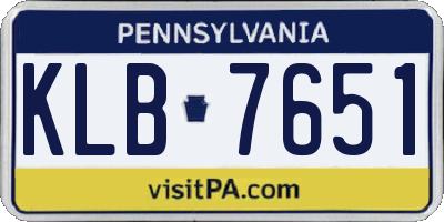 PA license plate KLB7651