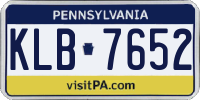 PA license plate KLB7652