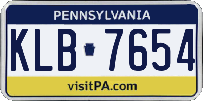 PA license plate KLB7654