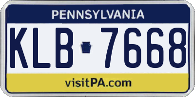 PA license plate KLB7668
