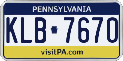 PA license plate KLB7670