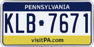 PA license plate KLB7671