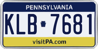 PA license plate KLB7681