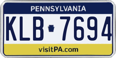 PA license plate KLB7694