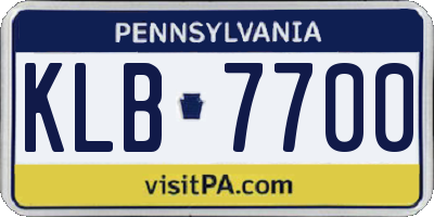 PA license plate KLB7700