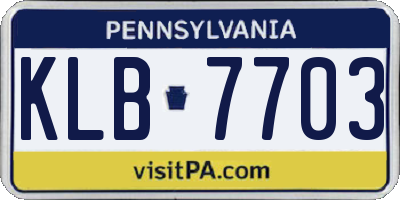PA license plate KLB7703