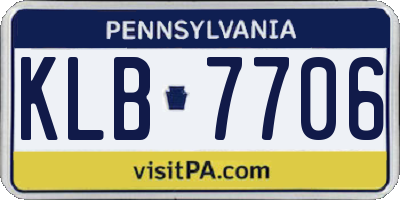 PA license plate KLB7706