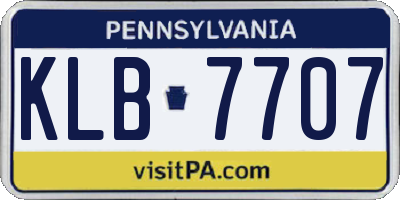 PA license plate KLB7707