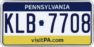PA license plate KLB7708