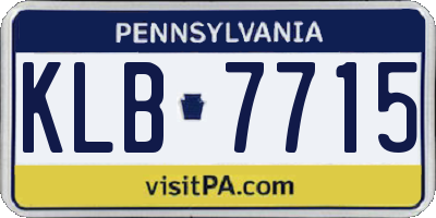 PA license plate KLB7715