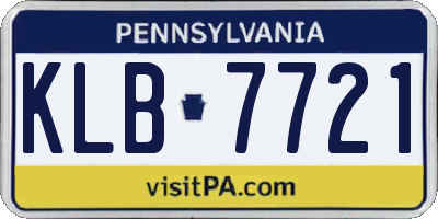 PA license plate KLB7721