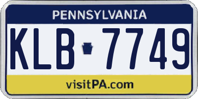 PA license plate KLB7749