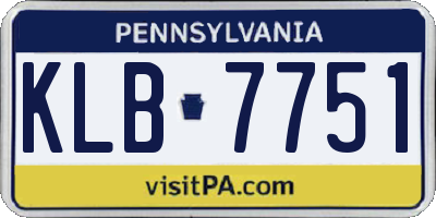 PA license plate KLB7751