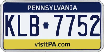 PA license plate KLB7752