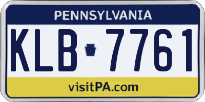 PA license plate KLB7761